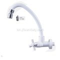 Gooseneck সুইভেল Spout ABS সাদা বেসিনে ট্যাপ